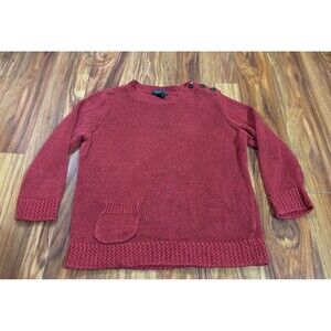 Lauren Jeans Company Ralph Lauren Women’s Red Open Knit Linen Blend Sweater Sz L